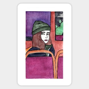 Girl With Green Hat Sticker